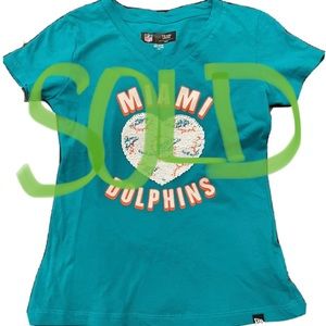 Miami Dolphins Girl v neck shirt reversible sequins shiny